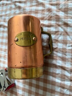 Copper and Brass Pepper Shaker Canister - Vintage Style